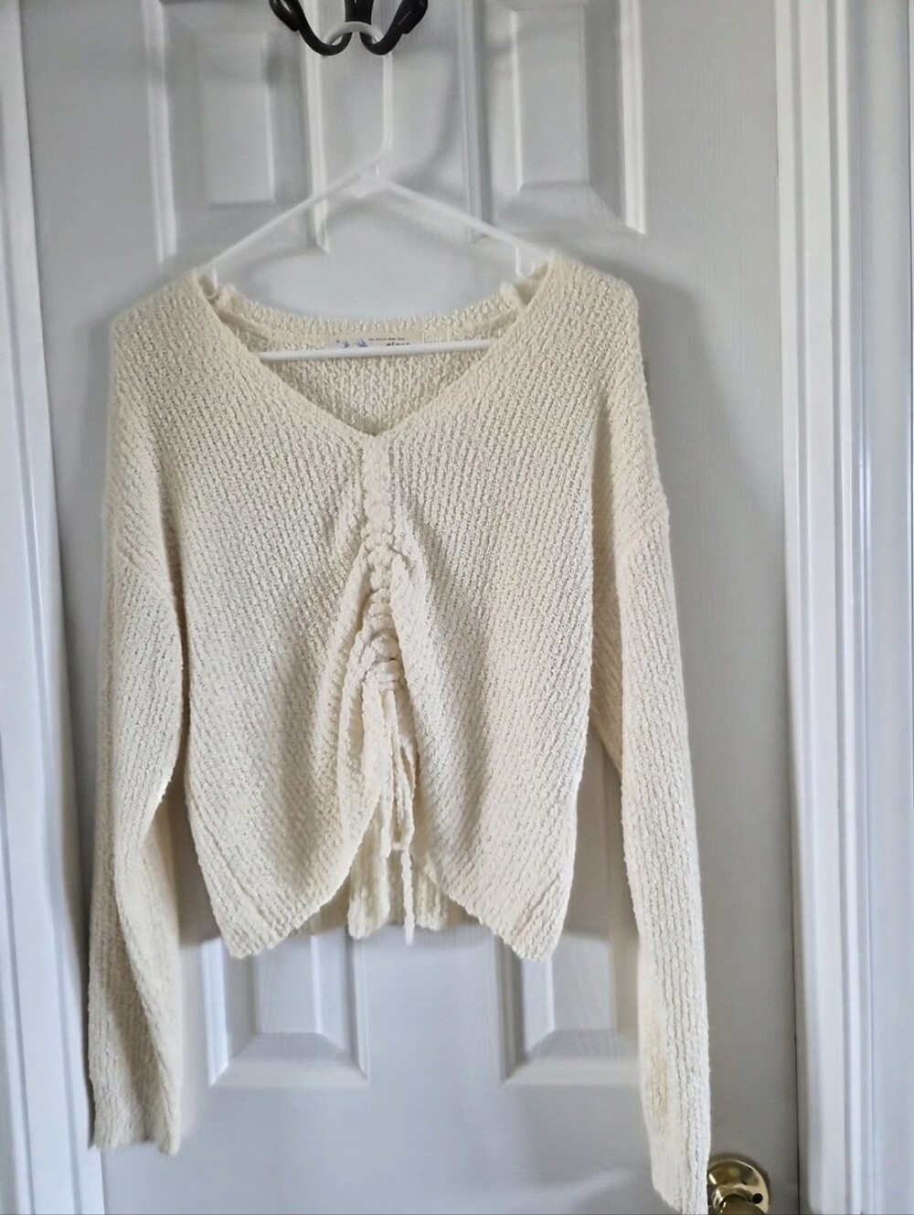 Grace Cream Braided V-Neck Sweater